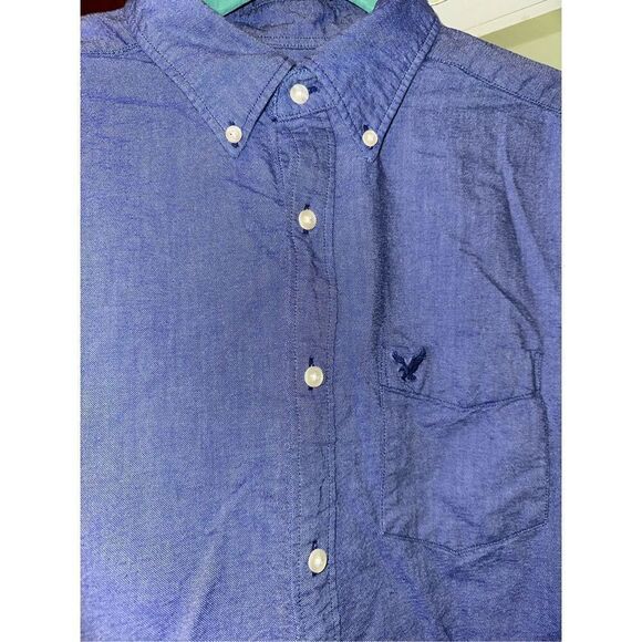 American Eagle Classic Fit Blue Button up Long Sleeve Men size Large - Picture 2 of 4
